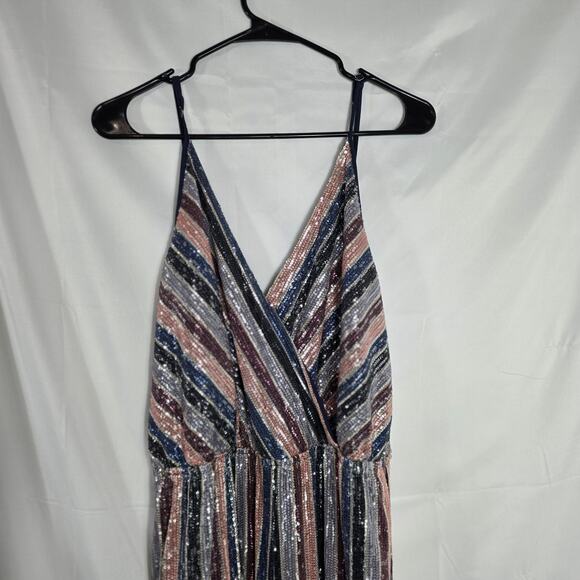 Dao Chloe Dao Jumpsuit Womens Large Multicolor Sequin Wide Leg Party Glam Y2K - Picture 4 of 14